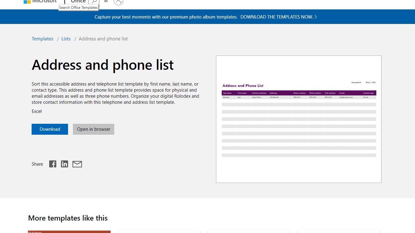 Address and phone list - templates.office.com